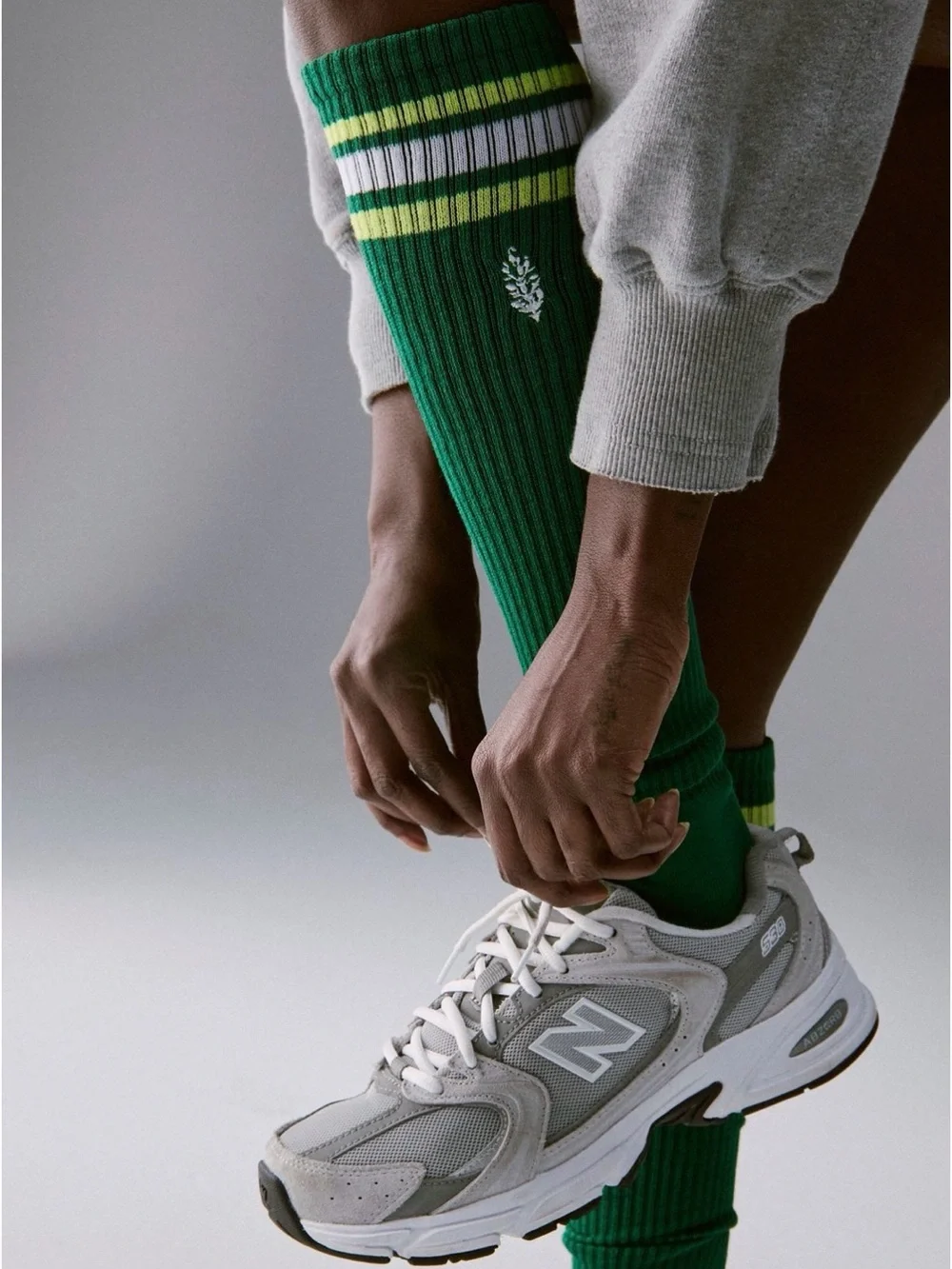 FP Movement Knee High Logo Stripe Socks (Heritage Green Combo - Size One Size, N